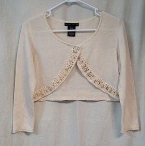 Apostrophe Sweater Cardigan Womens Size Med Cropped